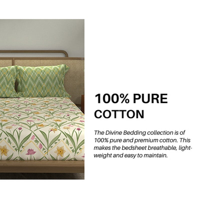 Urban Space Meadowra Cotton Bedsheet (Green) - 144 TC media 8
