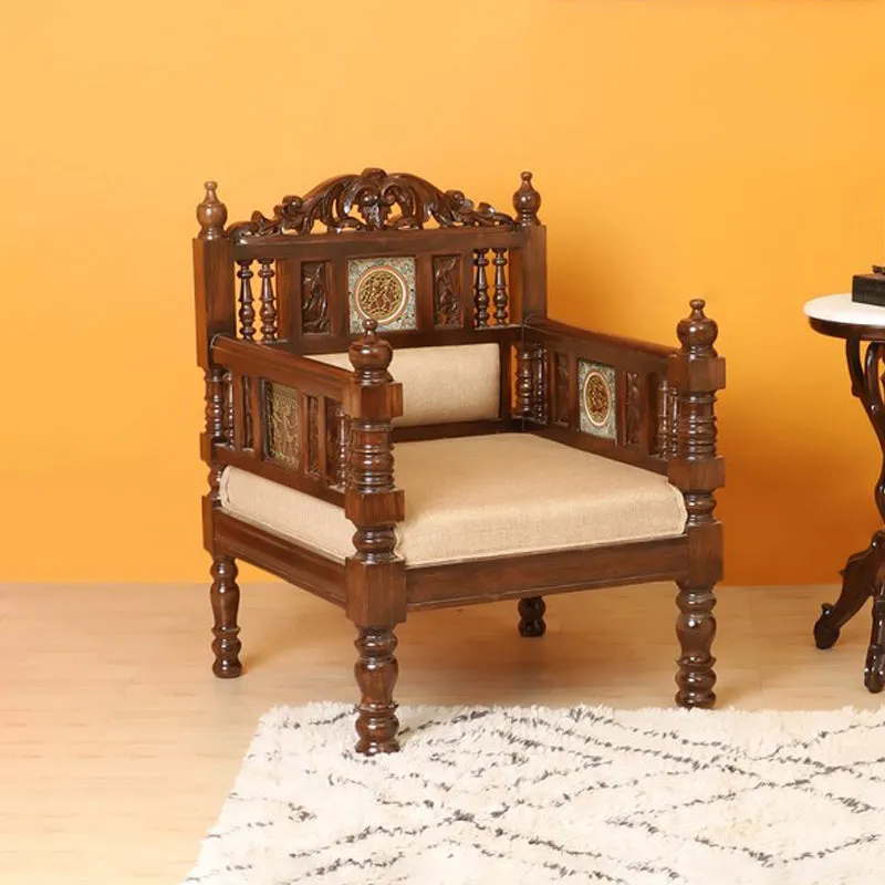 Sultan Teak Wood Accent Chair media 1