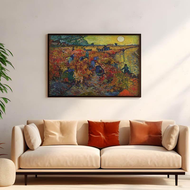 The Red Vineyard By Vincent Van Gogh - Black Frame
