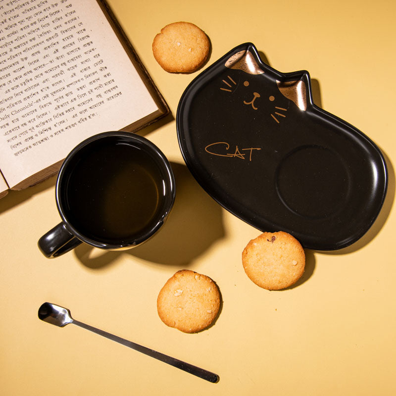 Whisker Tales Black Mug & Snack Plate (200 ML) - Three Piece Set media 4