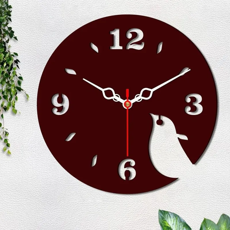 Feather Wing Bird Wooden Wall Clock media 4