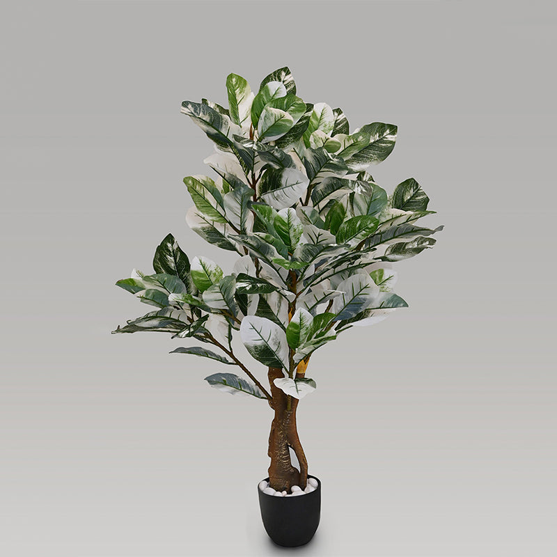 Faux Everlasting White Croton Tree With Black Plastic Pot - 110 cm (3.6 ft) media 3