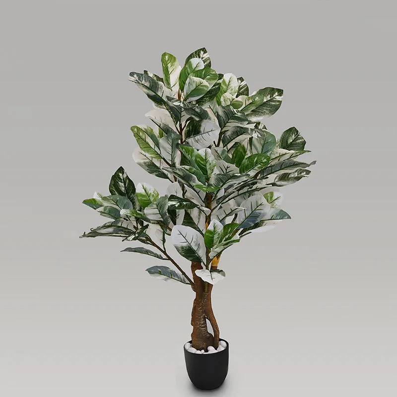 Faux Everlasting White Croton Tree With Black Plastic Pot - 110 cm (3.6 ft) media 3