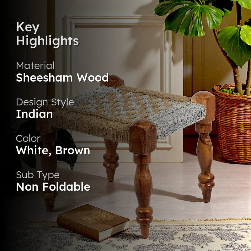 Hyrox Sheesham Wooden Bench - White,Brown media 2