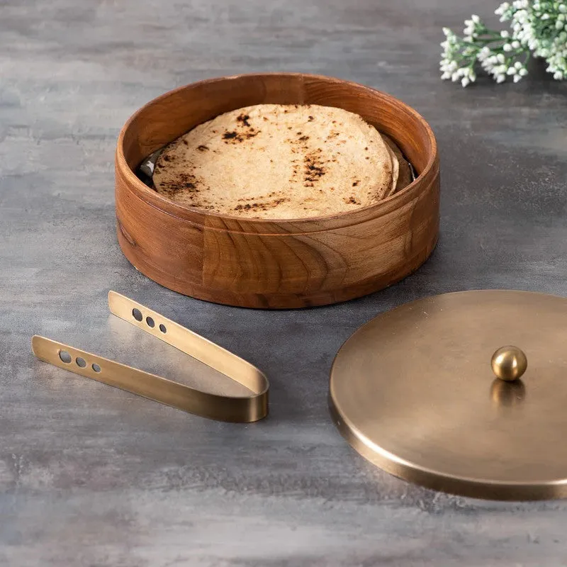 Aromix Teak Wood Round Masala Box - Three Piece Set media 4