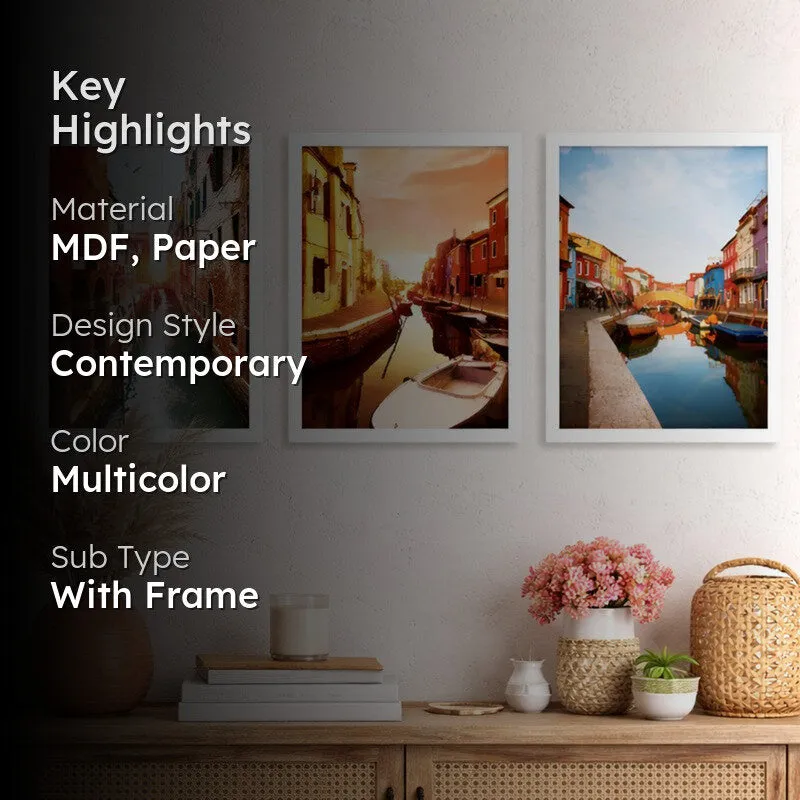 Riverlane Paper Wall Painting With MDF Frame - Set Of Three media 2