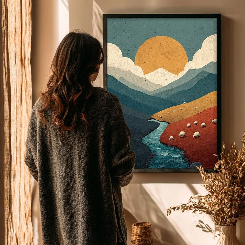 Suncrest Valley Canvas Wall Painting - Black Frame media 4