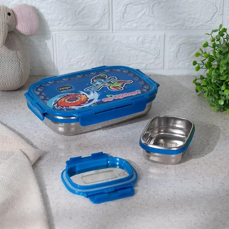 Naughty Kanha Blue Lunch Box (775/150 mL) - Two Piece Set media 1