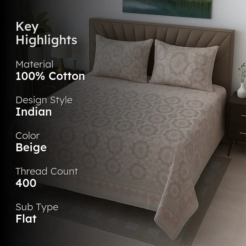 Nooraya Cotton Bedsheets (Beige) - 400 TC media 2