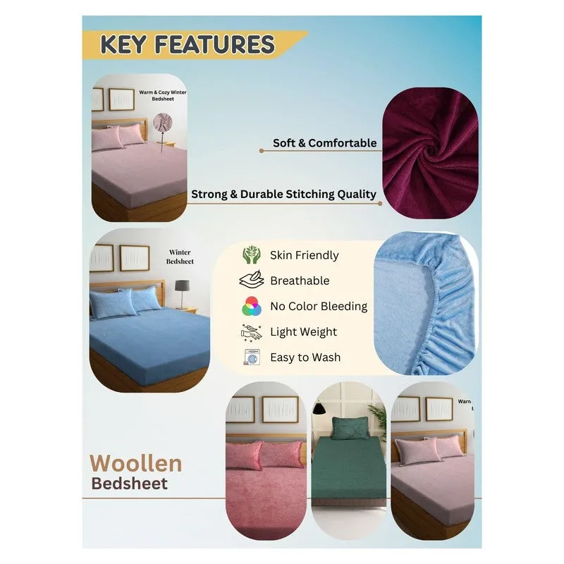 Gentle Rest Fleece Bedsheet (Green) - 180 GSM media 6