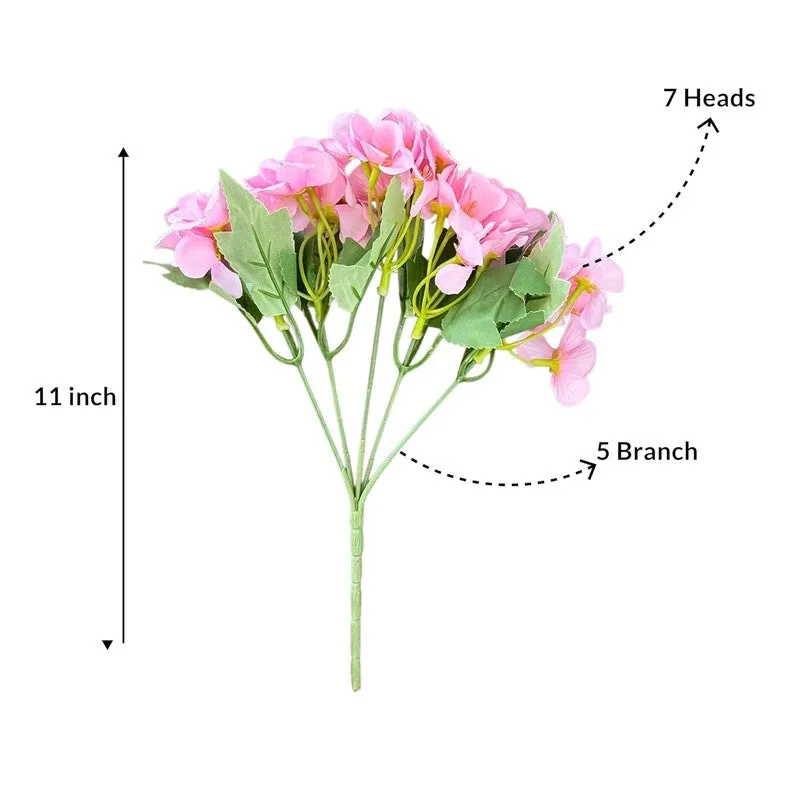 Bloom Hydrangea Plastic Artificial Flower (Pink) - Set Of Two media 5