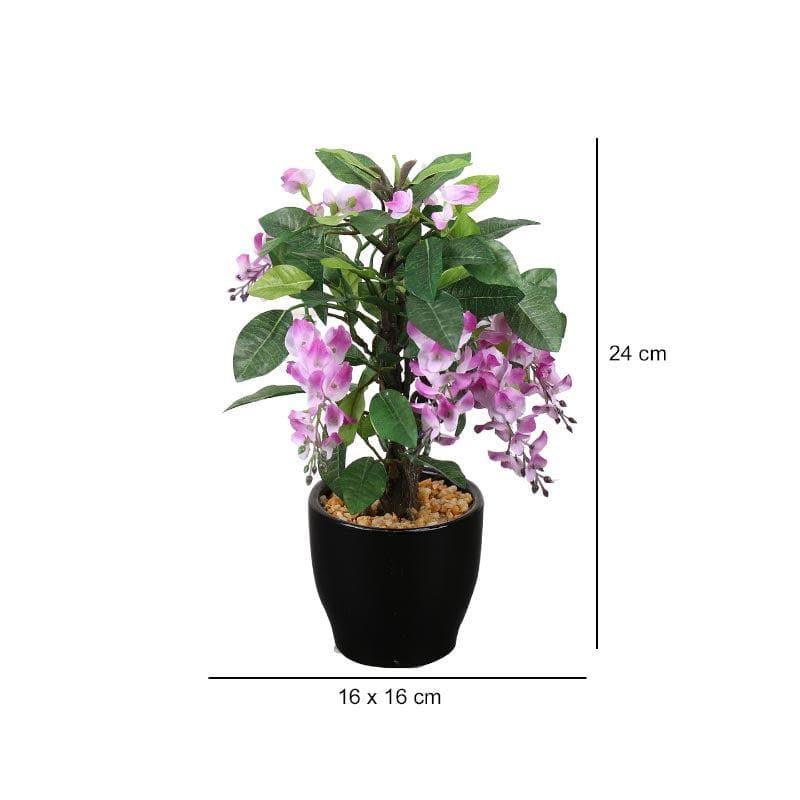 Faux Wisteria Artificial Bonsai Plant In Ceramic Pot (25 cms) - Purple media 5