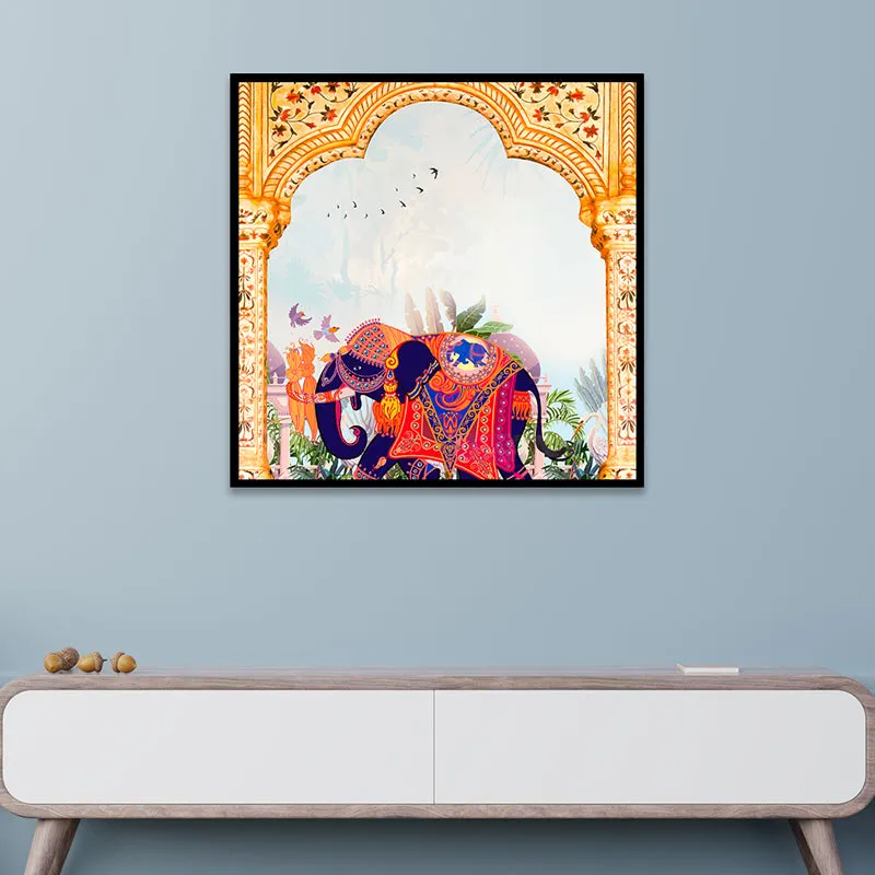 Haathi Arc Wall Art Canvas With Frame media 1