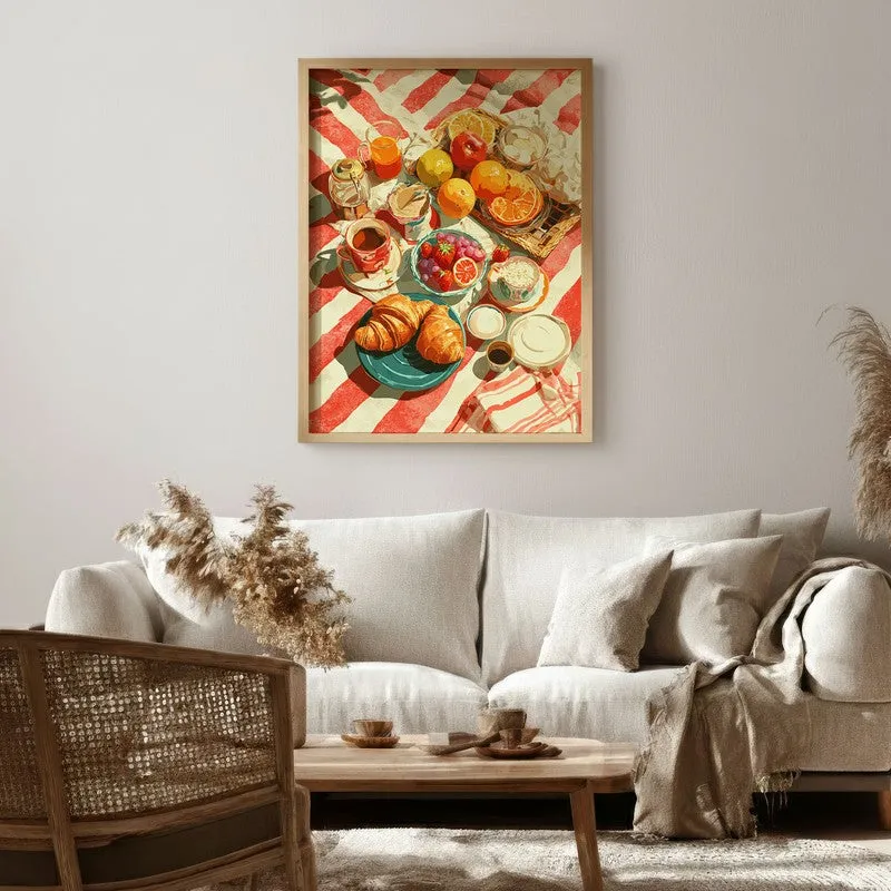 Scarlet Spread Canvas Wall Painting - Brown Frame media 1