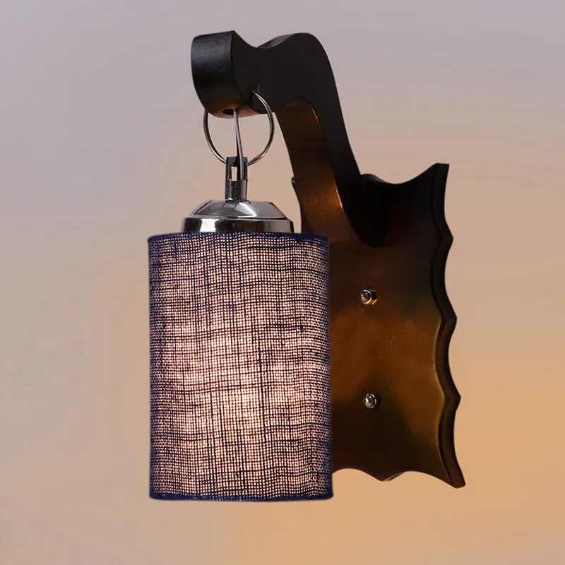 Delphi Jute & Wooden Wall Lamp - Blue media 4