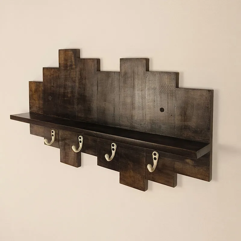 Regenta Wooden Wall Shelf Organiser with Key Holders media 5