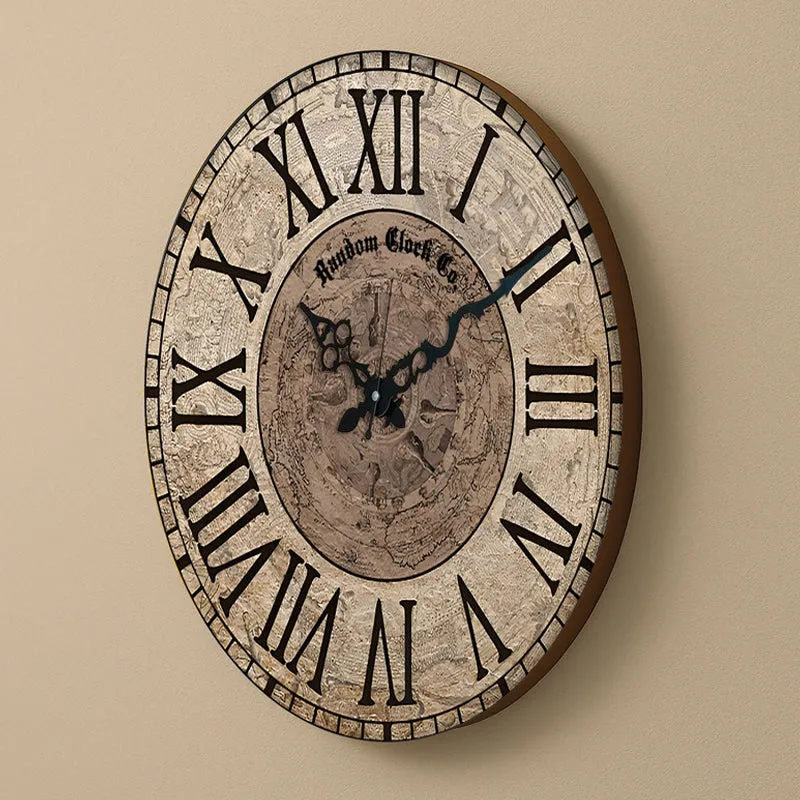 Side view showing the depth and wooden edge of the round wall clock