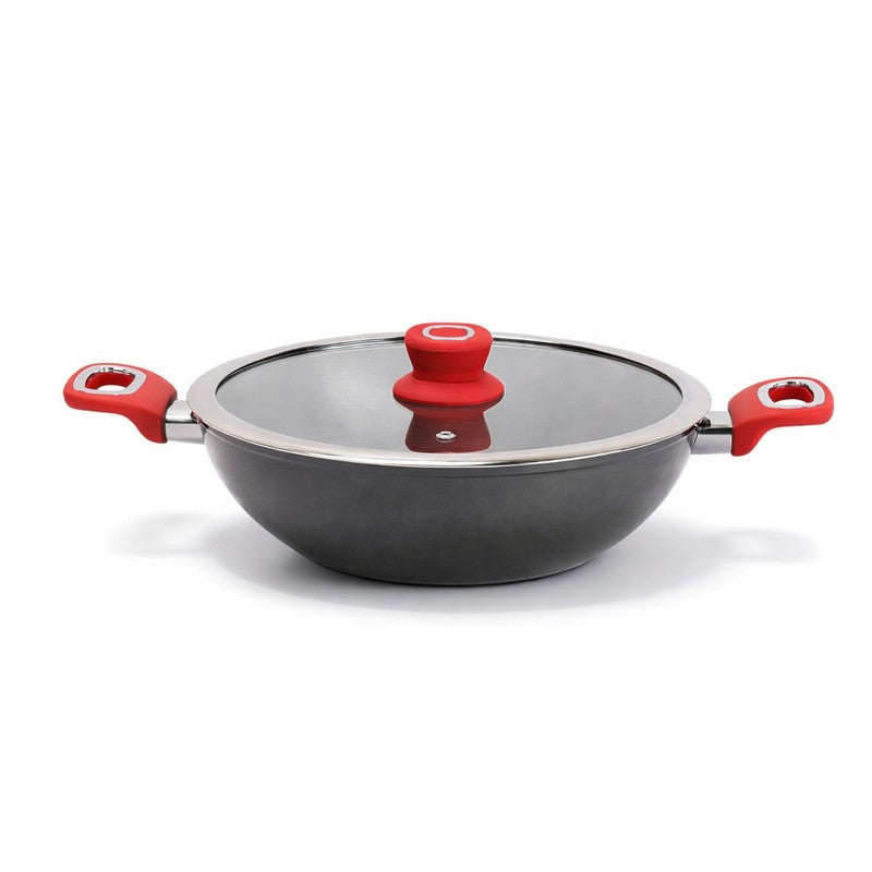 Salford Forged Hard Anodised Kadai with Glass Lid (Black) - 2500 mL media 3