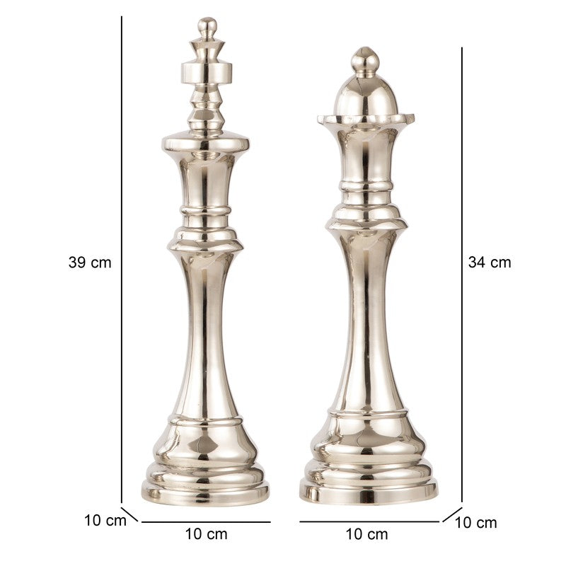 Chess Aluminum Showpiece (Silver) (Large) - Set Of Two media 6