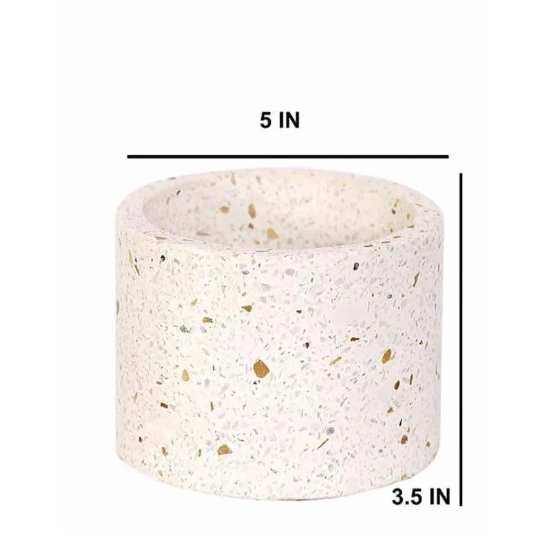 Terrazzo Cylindrical Hand Crafted Marble Planter - Small media 5