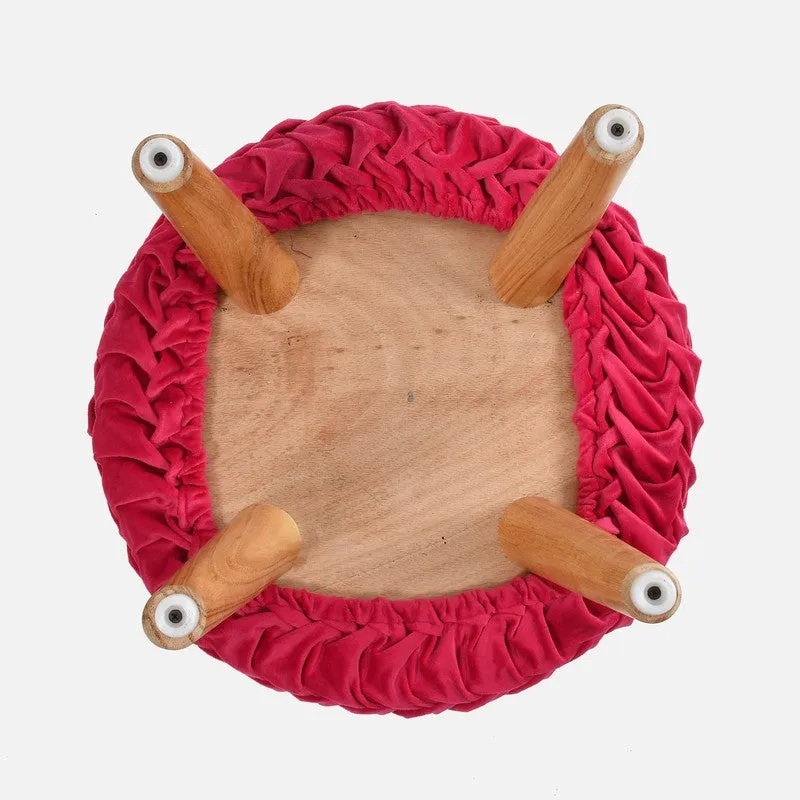 Velora Pleated Velvet Ottoman - Pink media 6