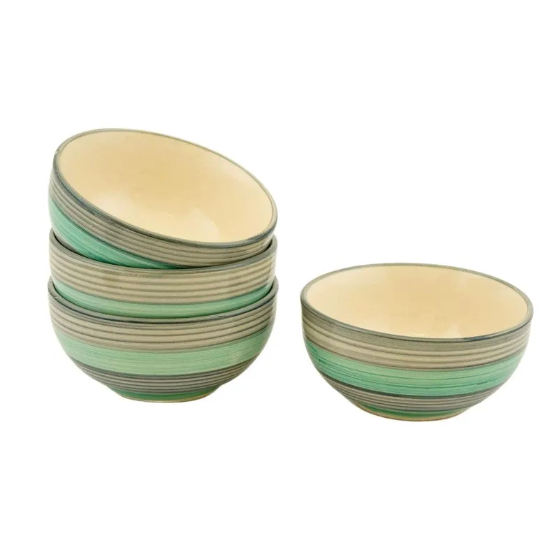 Morsel Ceramic Snack Bowls (Green, 180 mL Each) - Set Of Six media 3
