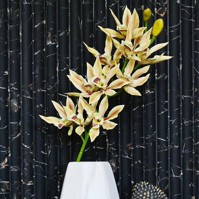 Artificial Orchid Flower Stick - Yellow - 4