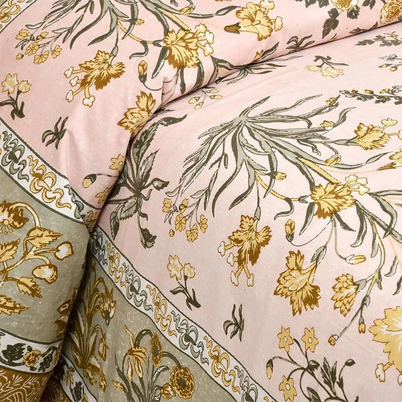 Rachna Floral Cotton Bedsheet (Pink,Yellow) - 180 TC media 4