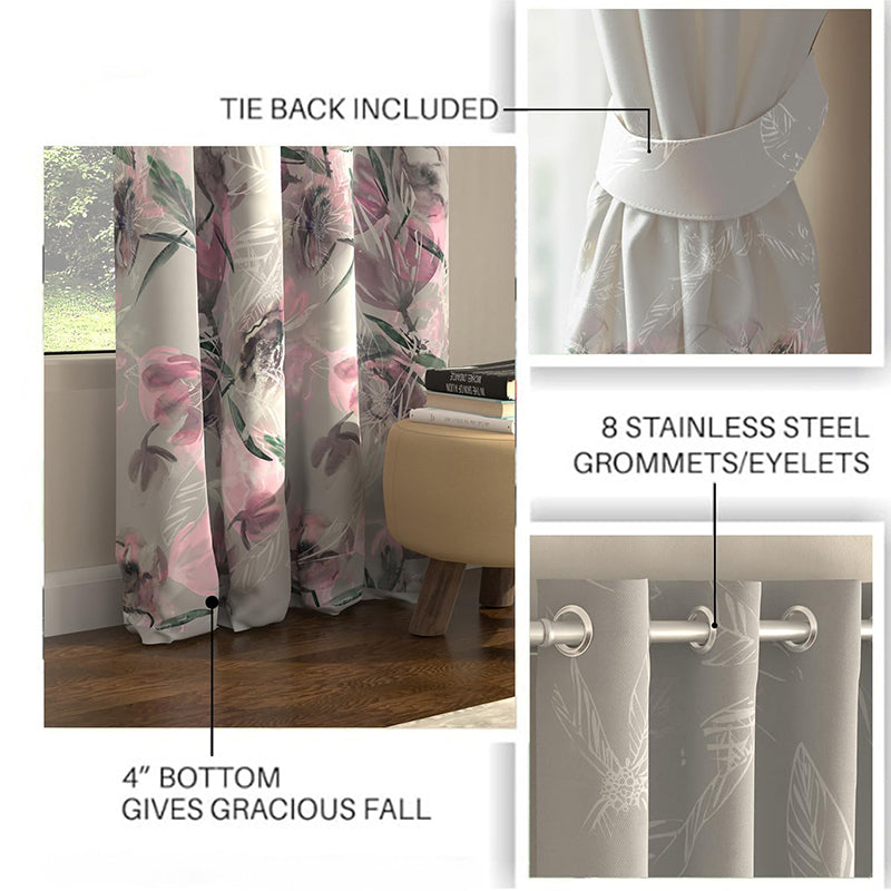 Urban Space Winter Crocus Curtain(Pink) - Set Of Two media 5