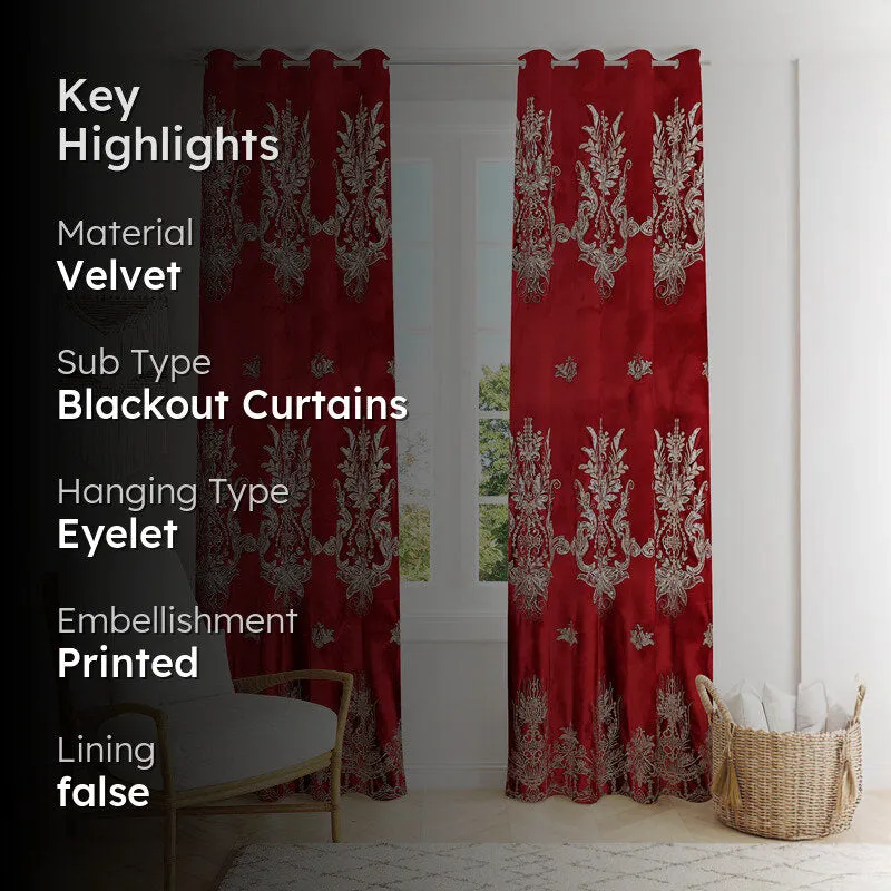 Crimson Elegance Curtain - Set Of Two media 2