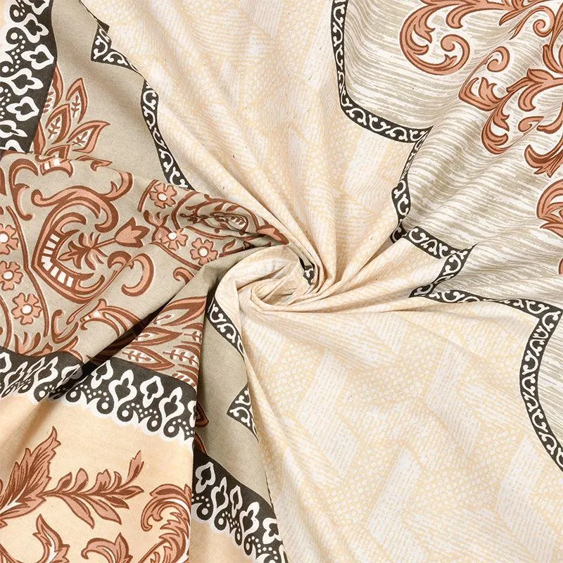 Chaitri Ethnic Cotton Bedsheet (Beige,Brown) - 240 TC media 3