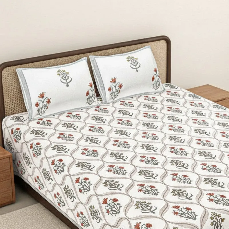 Mukta Cotton Bedsheet (Peach, Yellow) - 180 TC media 3