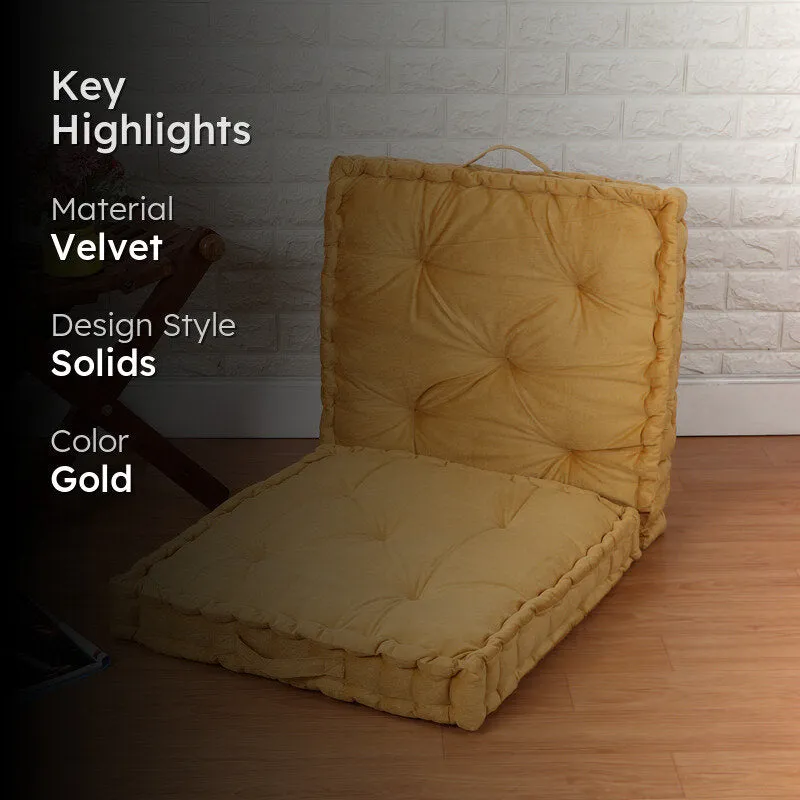 Thera Velvet Floor Cushion (Gold) - Set Of Two media 2