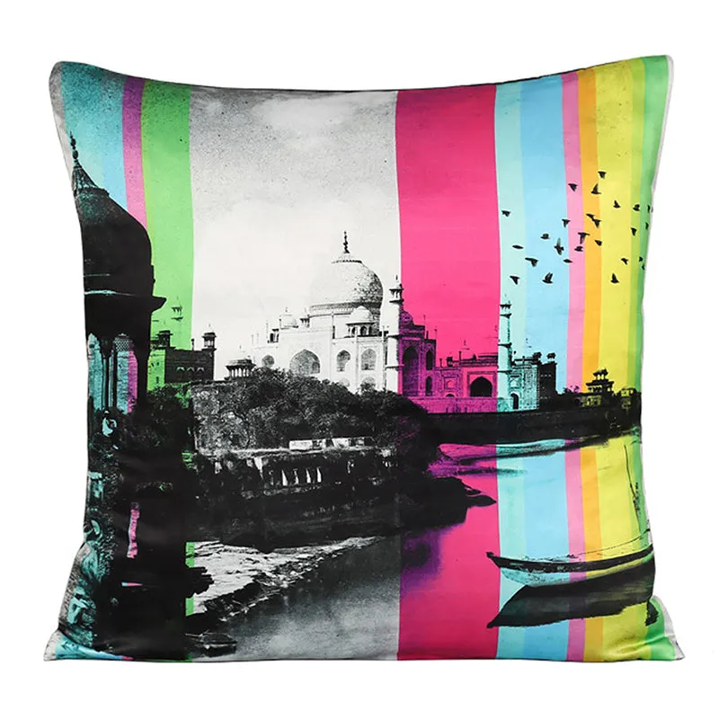 India Circus Desi Pop Printed Satin Cushion Cover - Set Of Five media 3
