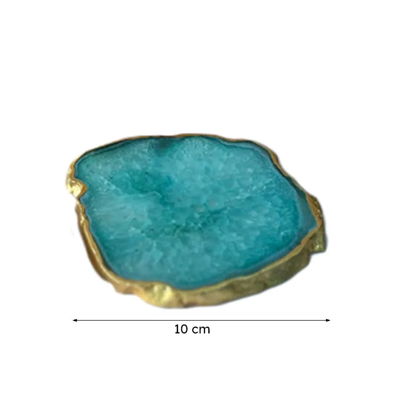 Celeste Handcrafted Crystal Agate Coaster (Green) - Set Of Two media 6