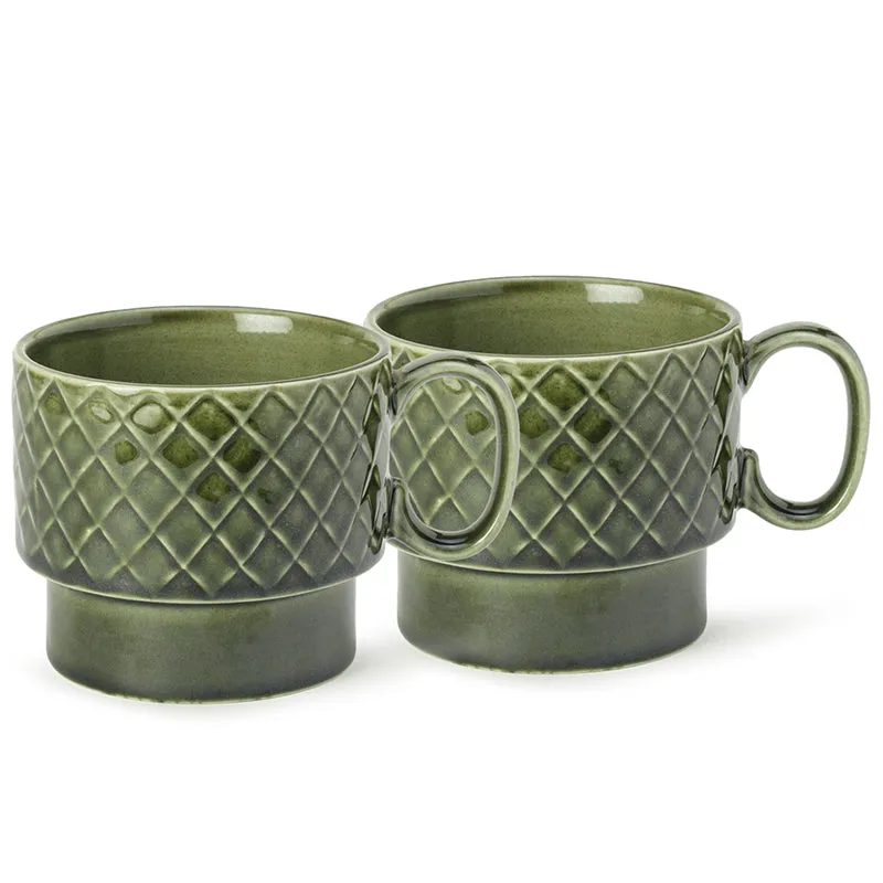Fjord Ceramic Coffee Mug (500 mL Each/Moss Green) - Set of Two media 3