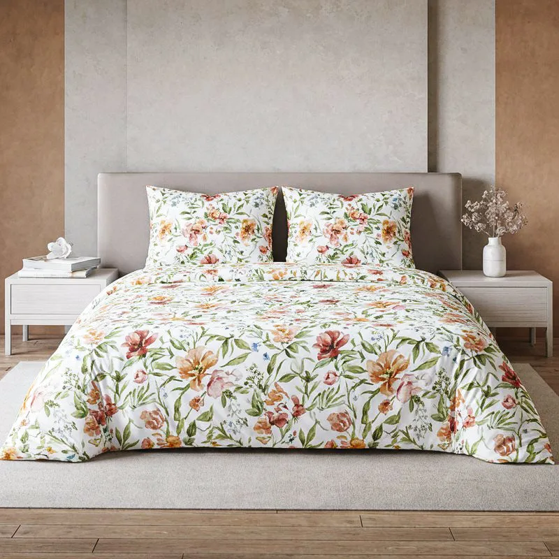 Autumn Flora Fitted Cotton Bedsheet - 300 TC media 1