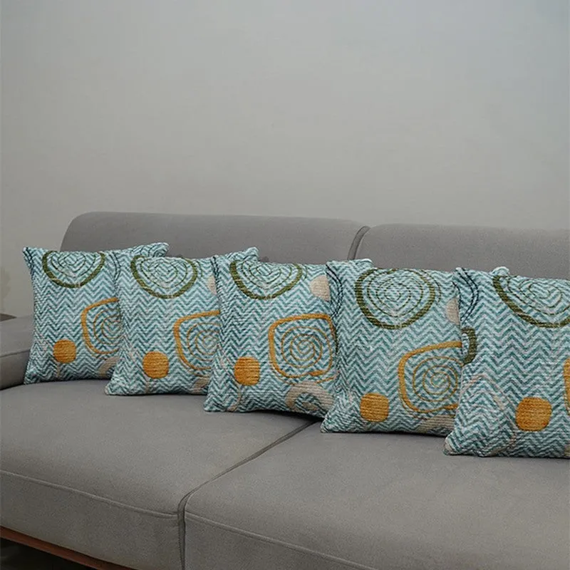 BlossomTrail Cushion Cover (Teal) - Set Of Five media 4