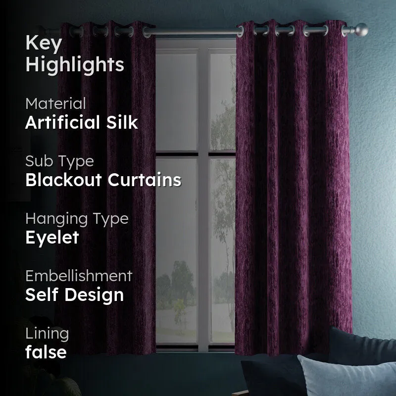 Clover Jaquard Blackout Curtain (Violet) - Set Of Two media 2