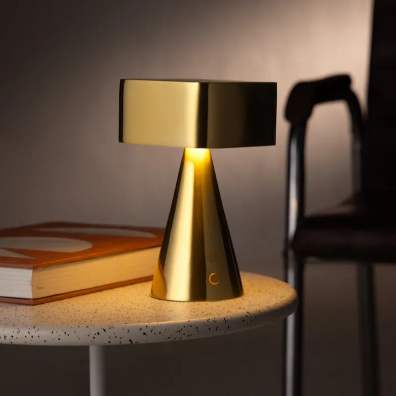 Fig Living Chrome Stainless Steel Portable Lamp - Gold media 4