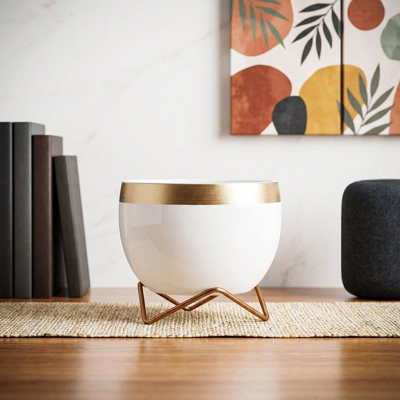 Attva Metal Planter With Stand - White