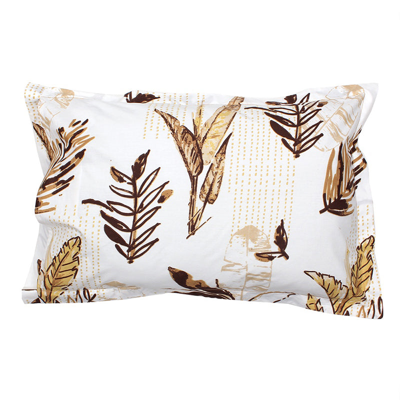 Autumn Florals Cotton Pillow Cover (Brown) - Set Of Two