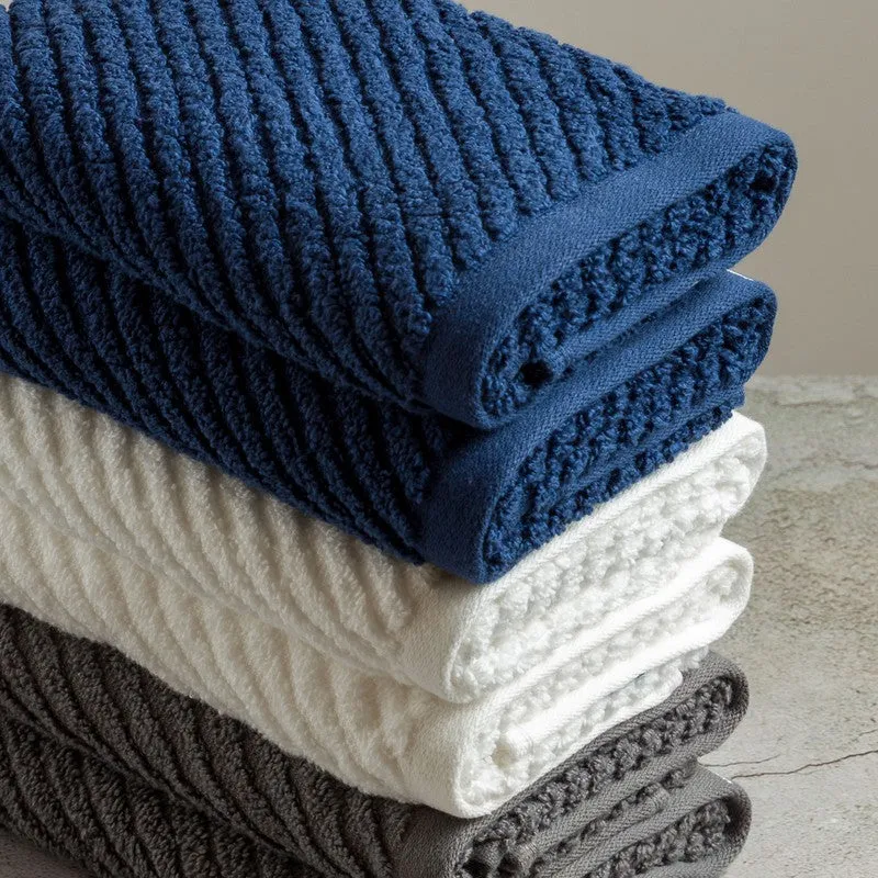 Nautica Riviera Soft Cotton Hand Towel (White, Grey & Navy Blue) - Set Of Six media 5