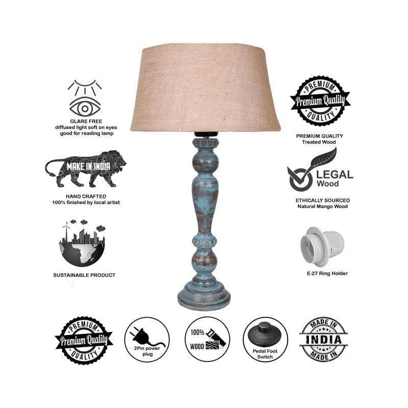 Amaya Fabric Table Lamp - Beige,Blue media 6