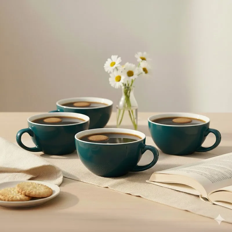 Home Ceramic Tea Cup (240 mL Each) - Set Of Four media 1