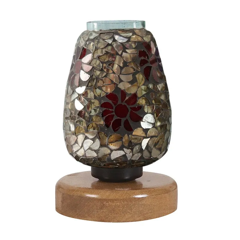 Vividlume Mosaic Glass Table Lamp With Wooden Base - Multicolor media 5