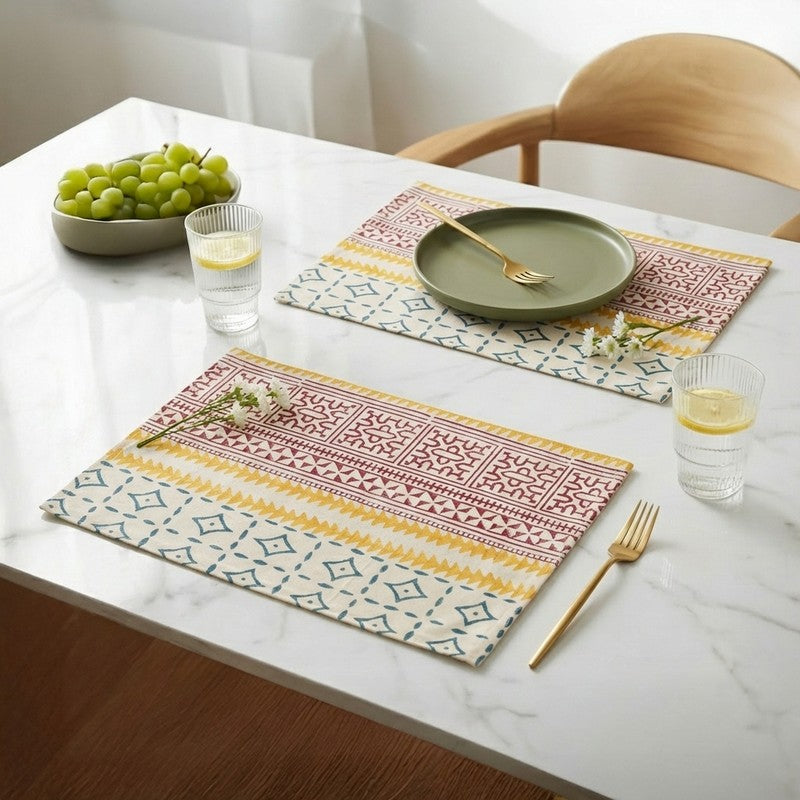 Urban Geometry Canvas Table Mats - Set Of Two