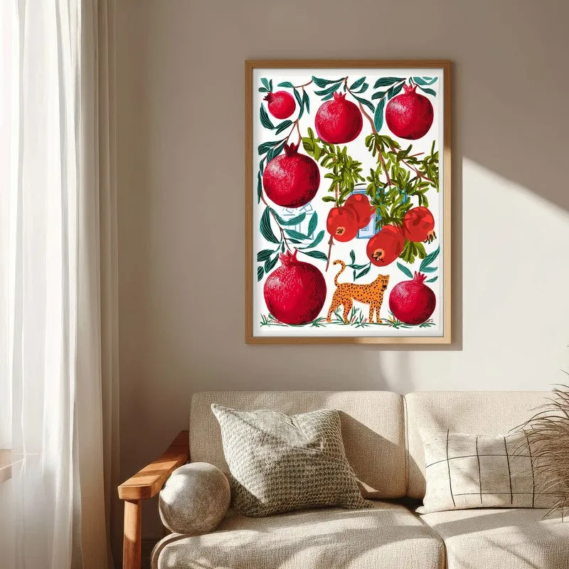 Pomoria Pomegranate Garden Illustration Canvas Wall Painting With Brown Frame media 7