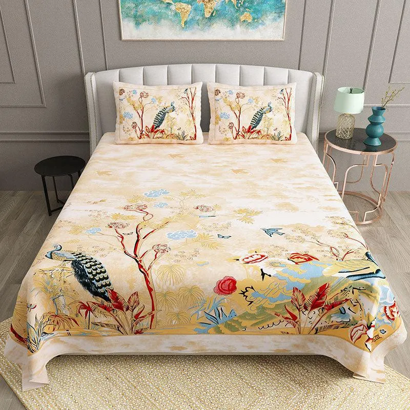Ephemeral Garden Floral Cotton Bedsheet - 180 TC media 3
