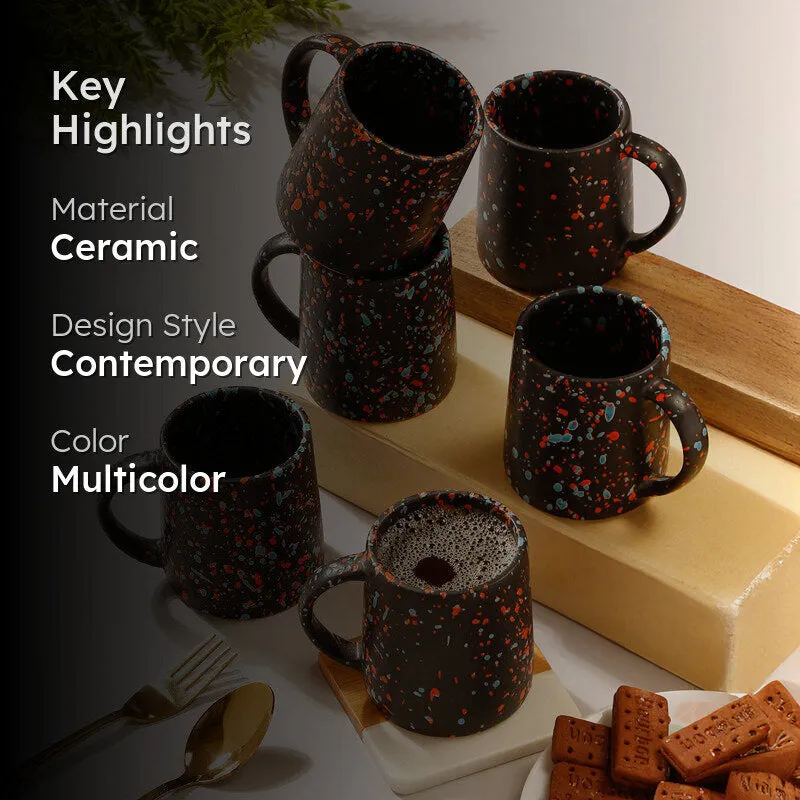 Splash Ceramic Coffee Mug (300 mL Each) - Set Of Six media 2